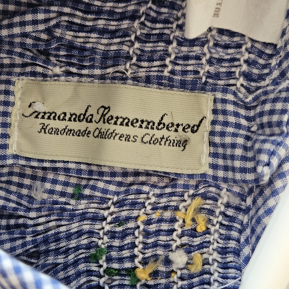 Amanda Remembered Blue & White Smocked Kids Dress with Christmas Lights. Sz 5 - Picture 6 of 9